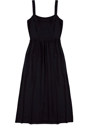 Malwee - Vestido Mídi Evasê Preto - MALWEE