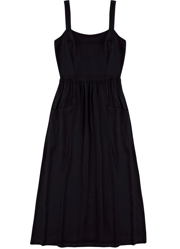 Malwee - Vestido Mídi Evasê Preto 1