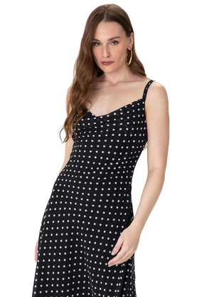 Enfim - Vestido Mídi Evasê Preto - ENFIM