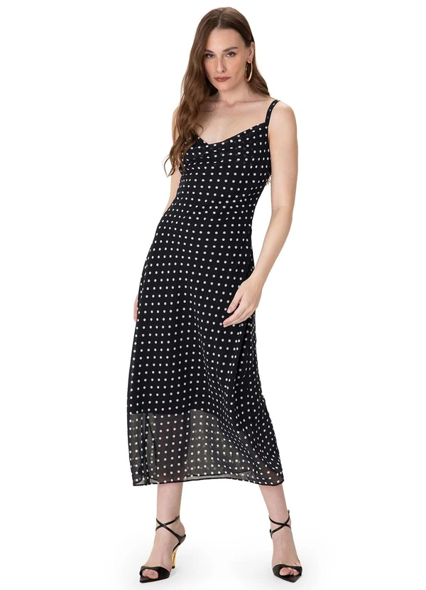 Enfim - Vestido Mídi Evasê Preto 1