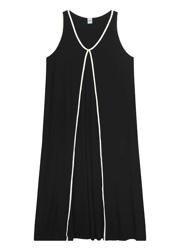 Malwee - Vestido Mídi Evasê Preto