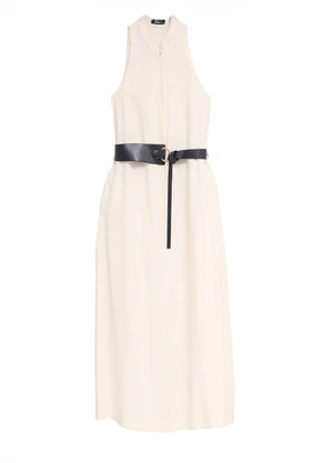Enfim - Vestido Mídi Evasê Sarjado Branco - ENFIM