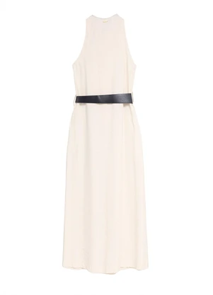 Enfim - Vestido Mídi Evasê Sarjado Branco - ENFIM
