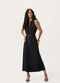 Enfim - Vestido Mídi Evasê Sarjado Preto - variação: Preto