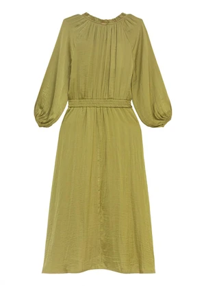 Enfim - Vestido Mídi Evasê Texturizado Verde Menta - ENFIM