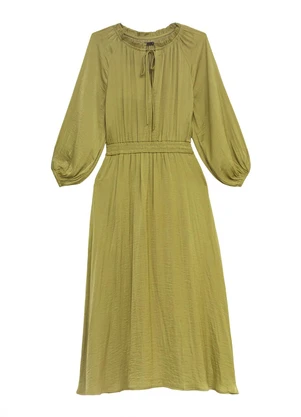 Enfim - Vestido Mídi Evasê Texturizado Verde Menta - ENFIM