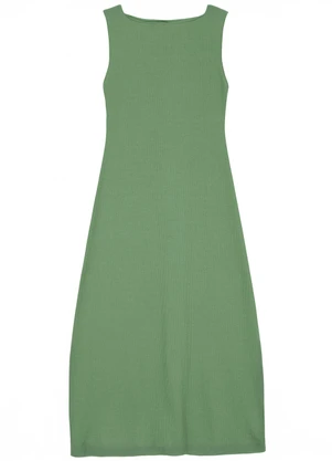 Malwee - Vestido Mídi Evasê Texturizado Verde Menta - MALWEE