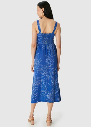 Malwee - Vestido Mídi Evasê Tropical Azul Royal - MALWEE