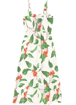 Malwee - Vestido Mídi Evasê Tropical Branco - MALWEE