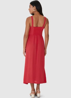 Malwee - Vestido Mídi Evasê Vermelho - MALWEE