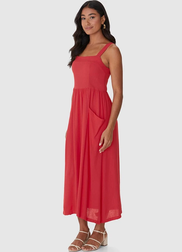 Malwee - Vestido Mídi Evasê Vermelho 4