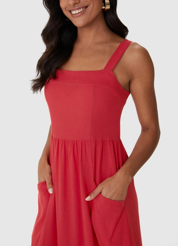 Malwee - Vestido Mídi Evasê Vermelho 5