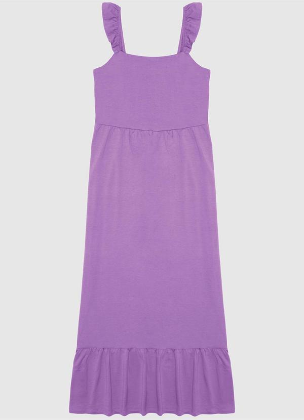 Malwee - Vestido Midi Feminino Alça Babado em Modal Roxo 6