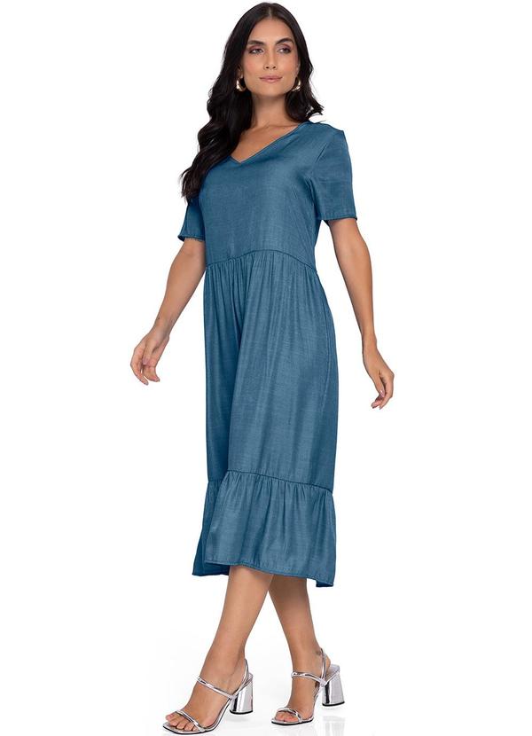 Rovitex - Vestido Midi Feminino Azul
