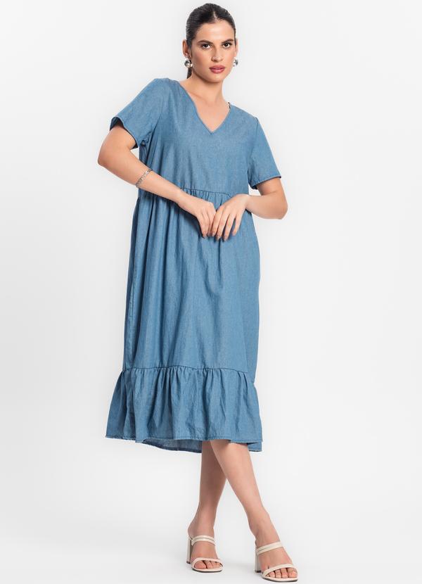 Rovitex - Vestido Midi Feminino Azul 3