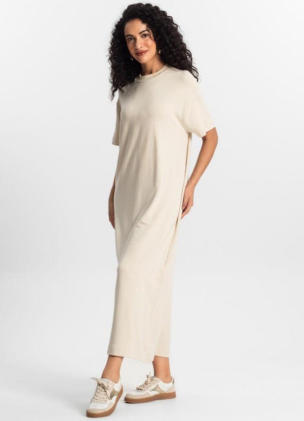 Rovitex - Vestido Midi Feminino Bege 3
