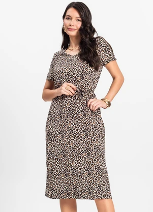Select - Vestido Midi Feminino Bege - SELECT