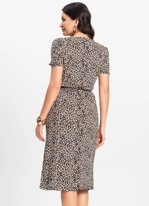 Select - Vestido Midi Feminino Bege - SELECT
