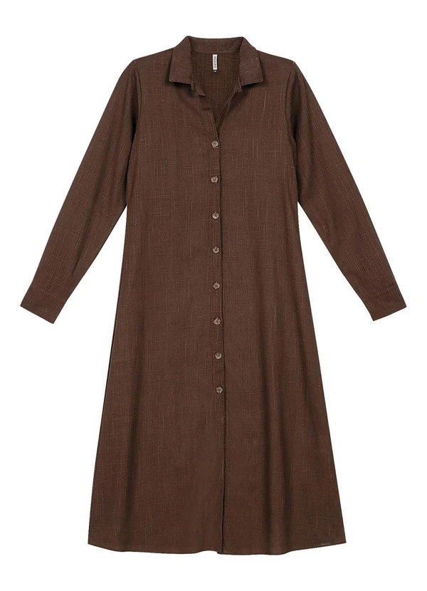 Marialícia - Vestido Midi Feminino Camisete Marrom 2