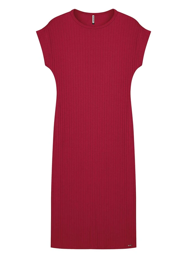 Marialícia - Vestido Midi Feminino Canelado Vermelho 4