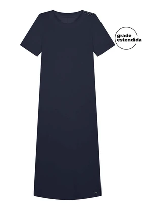 Marialícia - Vestido Midi Feminino com Bolsos Azul - MARIALÍCIA