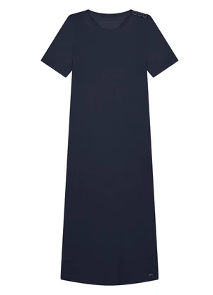 Marialícia - Vestido Midi Feminino com Bolsos Azul - MARIALÍCIA