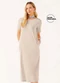 Marialícia - Vestido Midi Feminino com Bolsos Azul - variação: Bege