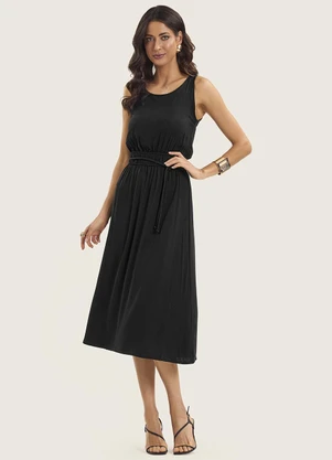 Endless - Vestido Midi Feminino com Cinto Preto - ENDLESS