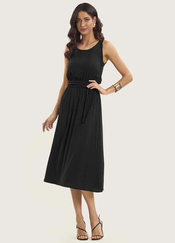 Endless - Vestido Midi Feminino com Cinto Preto