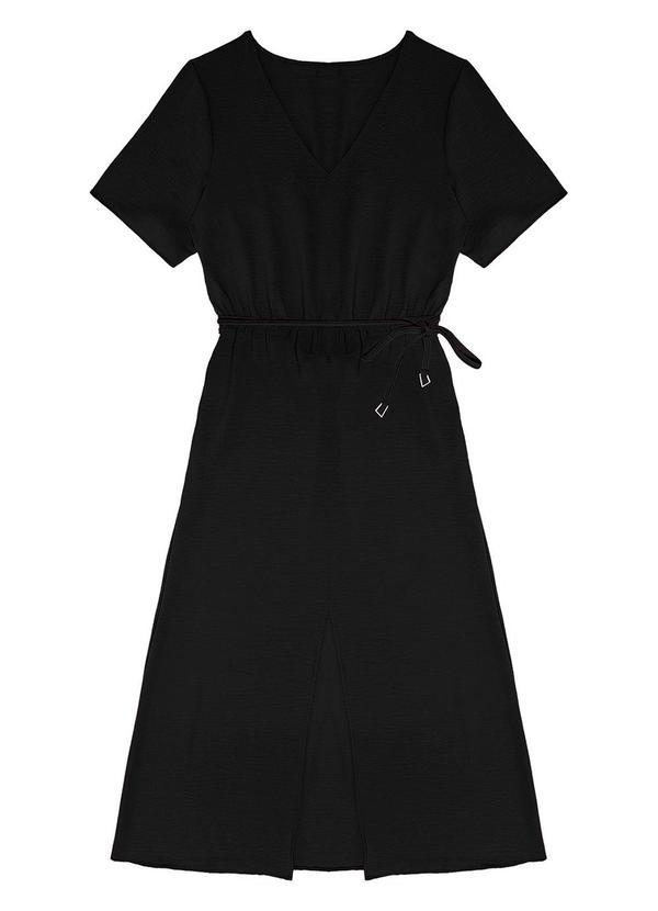 Rovitex - Vestido Midi Feminino com Fenda Preto 4