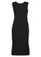 Marialícia - Vestido Midi Feminino com Franzido Preto - variação: Preto