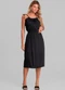 Dianna - Vestido Midi Feminino de Alça em Viscose Marrom - variação: Preto