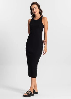 Rovitex - Vestido Midi Feminino de Ribana Ko Preto - ROVITEX