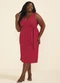 Marialícia - Vestido Midi Feminino Devorê com Faixa Vermelho - variação: Vermelho