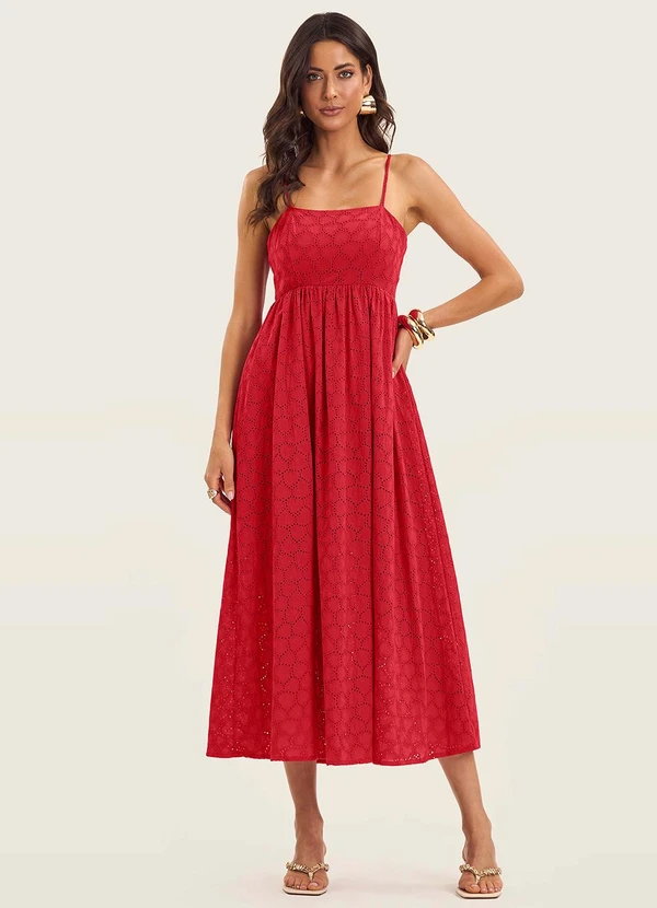 Endless - Vestido Midi Feminino em Laise Vermelho