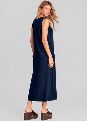 Dianna - Vestido Midi Feminino em Malha Visco Azul - DIANNA