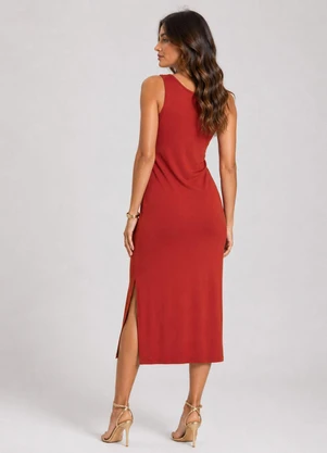 Select - Vestido Midi Feminino em Malha Visco Laranja - SELECT