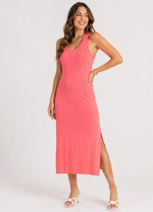 Select - Vestido Midi Feminino em Malha Visco Laranja