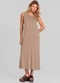 Dianna - Vestido Midi Feminino em Malha Visco Marrom - variação: Marrom