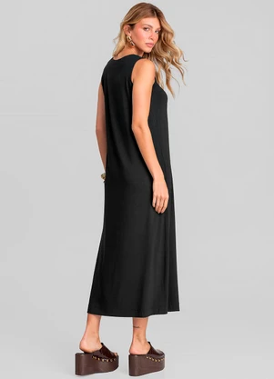 Dianna - Vestido Midi Feminino em Malha Visco Preto - DIANNA