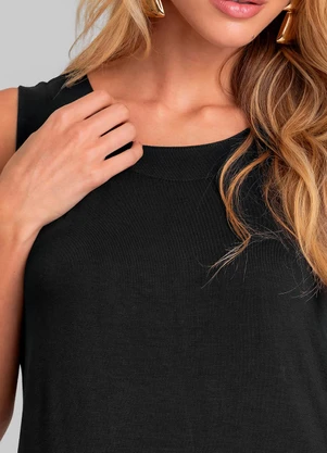 Dianna - Vestido Midi Feminino em Malha Visco Preto - DIANNA