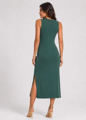 Select - Vestido Midi Feminino em Malha Visco Verde - SELECT