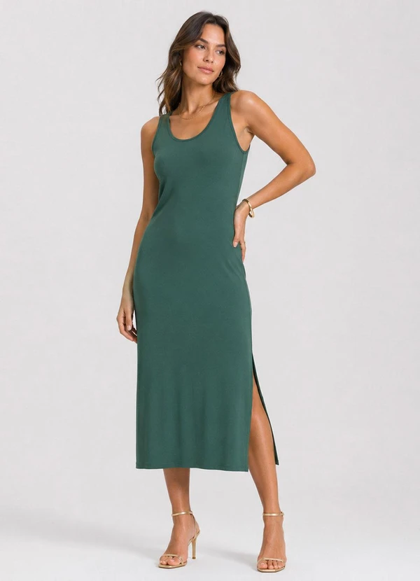Select - Vestido Midi Feminino em Malha Visco Verde
