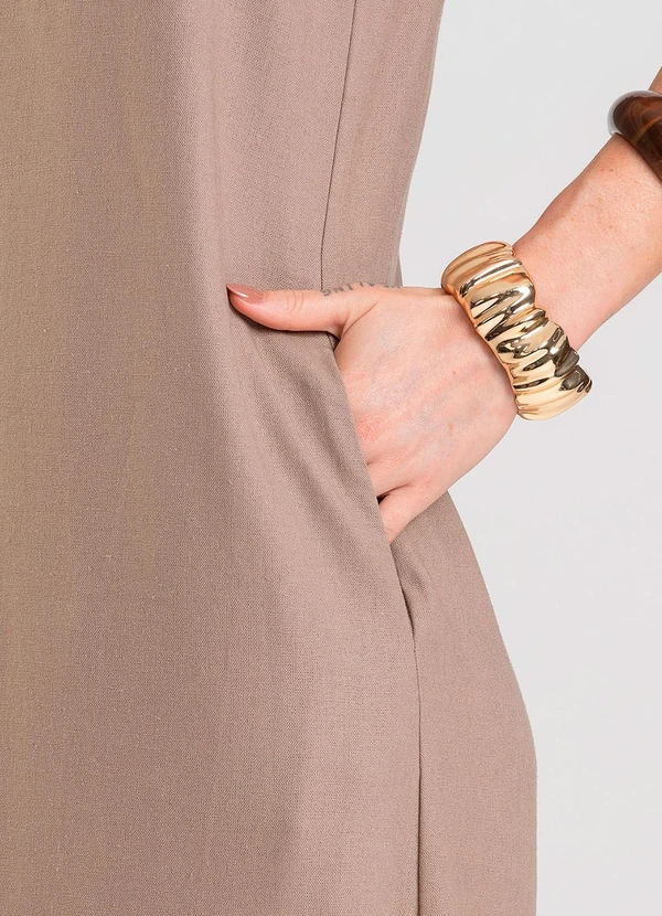 Dianna - Vestido Midi Feminino em Tecido Linho Marrom 3