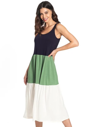 Rovitex - Vestido Midi Feminino em Visco Premiere Azul - ROVITEX