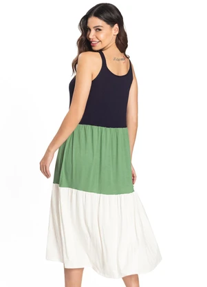 Rovitex - Vestido Midi Feminino em Visco Premiere Azul - ROVITEX