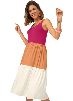 Rovitex - Vestido Midi Feminino em Visco Premiere Rosa - ROVITEX