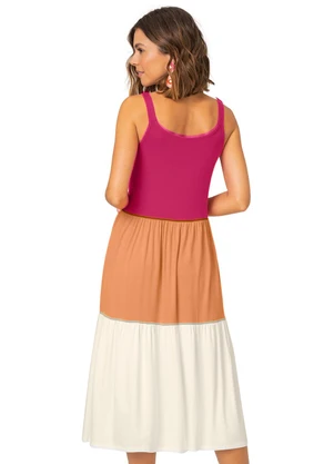Rovitex - Vestido Midi Feminino em Visco Premiere Rosa - ROVITEX