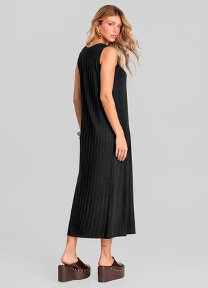 Dianna - Vestido Midi Feminino em Viscotorcion Preto - DIANNA