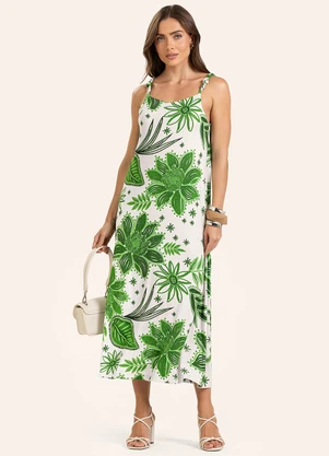 Endless - Vestido Midi Feminino em Viscotorcion Verde - ENDLESS